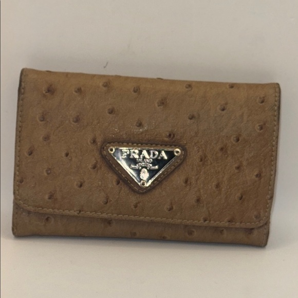 Prada Brown Ostrich Leather Wallet - Picture 1 of 12
